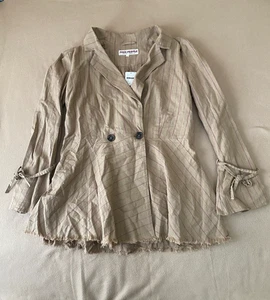 FREE PEOPLE Blazer Stella Gessato Manica Lunga Svasata Beige, Piccolo Nuovo con etichette - Foto 1 di 15