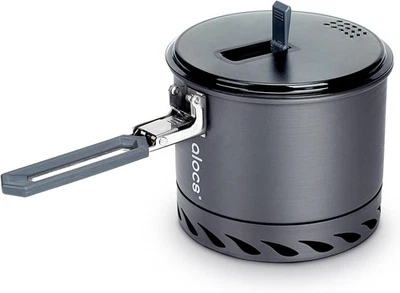 Alocs 1.4L 野营锅,轻便炊具带加热 1.3L 升,灰色  — 第 1/4 张图片