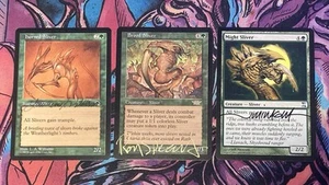 Magic The Gathering Artist Signed Horned Sliver, Brood Sliver & Might Sliver - Picture 1 of 5