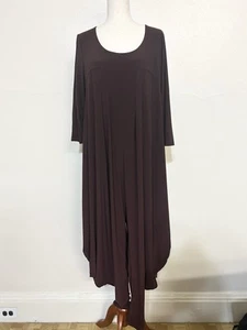 DONATELLA VIA ROMA Maroon Burgundy Scoop Neck Knit Tapered Jumpsuit  - Picture 1 of 5