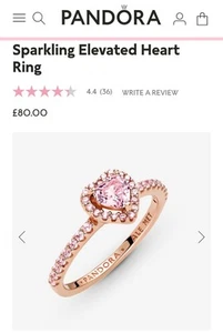 Real Pandora Rose Gold Heart Ring(Without Box) - Picture 1 of 5