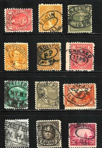 Lote de 12 SOTN Ovalados Ciudad Cancelaciones 1-15 Céntimos Años 20 Regular Sc #399 EE. UU. 28-18 - Imagen 1 de 3