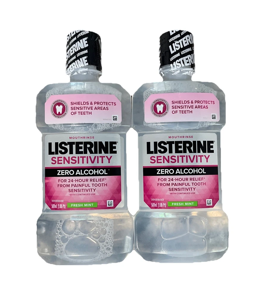 2x Listerine Sensitivity Relief Zero Alcohol Mouthwash 500ml Best By 07/31/2026 - Image 1 of 1