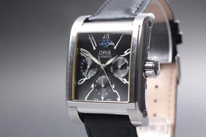 [Near MINT] ORIS Complication 7528 Moon Phase Black Dial Automatic Men's Watch - Picture 1 of 11