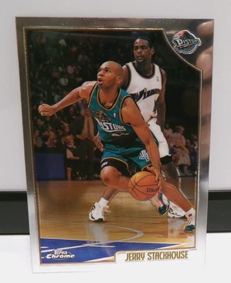 1998-99 TOPPS CHROME REFRACTOR JERRY STACKHOUSE DETROIT PISTONS #10 - Image 1 of 2