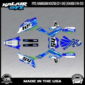 Kalair GFX Graphics Kit for KX450 2019-2023 and KX250 2021-24 Split Series -Blue - Picture 1 of 4