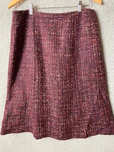 Jones New York Skirt Womens 12 Purple Woven A-line Back Pleat Wool - Picture 1 of 11