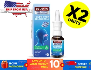 2 X BETADINE Adult Cold Defence Nasal Spray 20ml Helps Stop Colds - SHIP FROM US - Picture 1 of 7