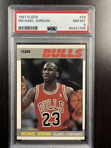 1987 Fleer - #59 Michael Jordan 2nd Year Card, Chicago Bulls, PSA 8 NM-MT