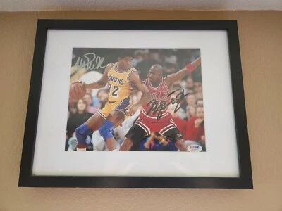 🔥🚨Authenticed Magic Johnson Michael Jordan Autographed Signed 8x10 COA PSA/GPA - Image 1 of 4