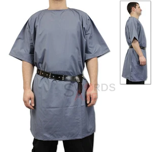 Ready for Battle Medieval Peasants Tunic Short Sleeved Faded Blue Costume Shirt - Picture 1 of 3