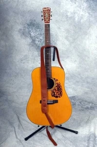 LAKOTA LEATHERS Bison -American Buffalo- Guitar Straps! Native Made! 2" Tobacco - Picture 1 of 8