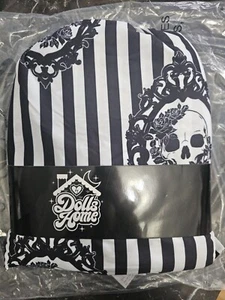 Dolls Kill Home Goth Bedding Black White Striped Pretty Portrait Cameo Sheet Set - Picture 1 of 10