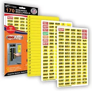100 AMP Set - 170 Circuit Breaker Decals Vinyl Labels for Breaker Panel Boxes - Picture 1 of 24