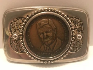 Fibbia per cintura vintage Will Rogers Centenial 1879-1979 Western Cowboy ottone - Foto 1 di 3