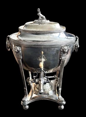 Antique 19th Century Silverplate Coffee Hot Water Urn Egyptian Revival Sphinx - Image 1 of 4