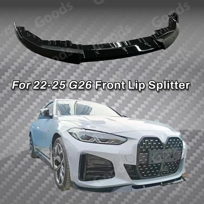 Se adapta a BMW 2022-25 G26 430i M440i i4 Gran Coupé estilo CS divisor de labios delantero negro Foto 1 de 4