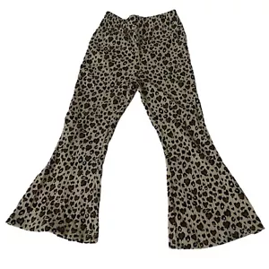 Rare Editions Leopard Animal Print Flare Pants Girls Size 4 Pullon Ribbed Knit - Picture 1 of 5
