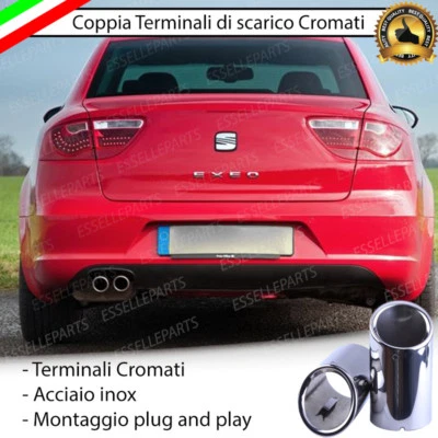 COPPIA TERMINALI DI SCARICO PER MARMITTA FINALINO CROMATO INOX SEAT EXEO - Immagine 1 di 4