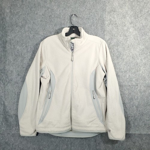 OFF WHITE Giacca LL Bean donna M panna bianco sporco pile zip intera escursionismo casual tasche