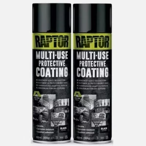 2 X U-POL RMUB/AL RAPTOR 1K MULTI-USE PROTECTIVE COATING AEROSOL 450ML - BLACK - Picture 1 of 2