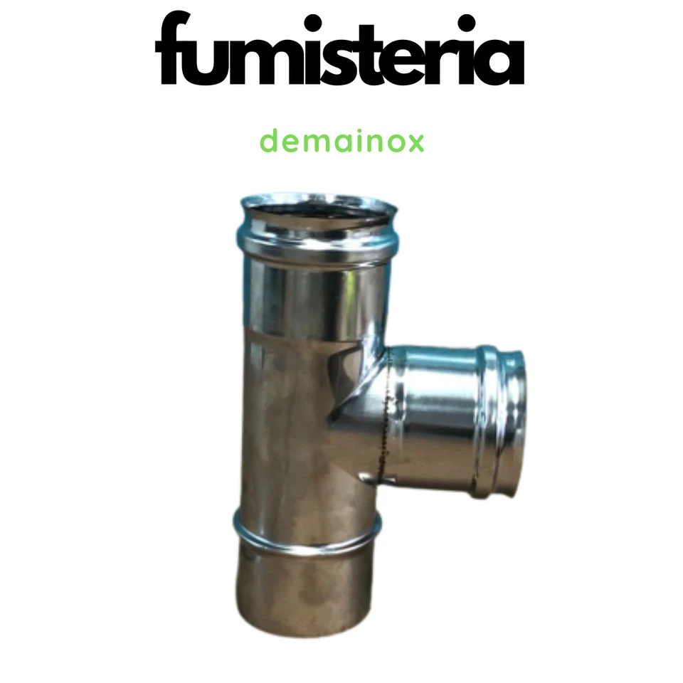 Raccordo a T 90° Ø 80 tubo in acciaio inox per canna fumaria e stufa a pellet