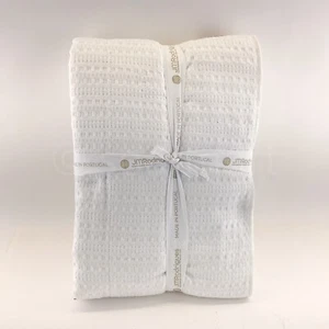 Manta de cama completa/reina JMRodrigues Portugal 90""x 90"" blanca nueva - Imagen 1 de 7