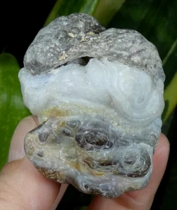 Knoten Achat Chalcedon braun weiß kugelförmig 4,5x4cm zu identifizieren Mineral Reiki - Bild 1 von 6