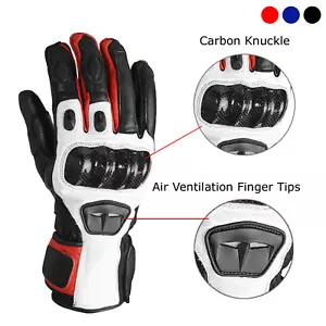 Guantes de cuero real hechos a mano de motocicleta de invierno premium nudillos de carbono motocicleta - Imagen 1 de 10