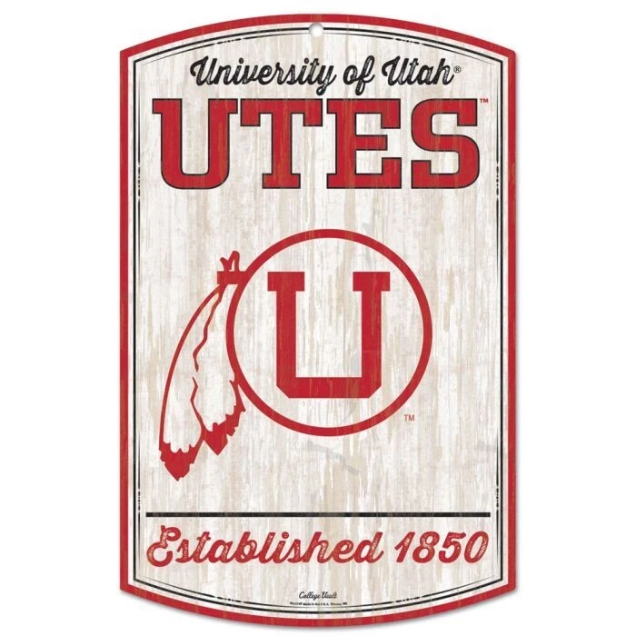 Utah Utes Throwback NCAA 17" x 11" Wood Indoor Sign Wincraft - Image 1 of 1