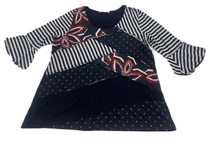 Ladies size XS VIRTUELLE Blue Boho Casual Top. Bell Sleeve *Great Con* - Picture 1 of 7