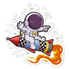 Spaceman Rocket Ship Sticker