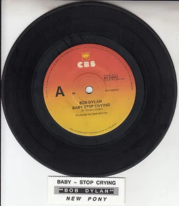 BOB DYLAN  Baby Stop Crying & New Pony 7" 45 record + juke box title strip RARE - Picture 1 of 2