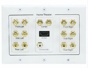 3-Gang 7.1 Surround Sound Distribution Wallplate with HDMI - White - Imagen 1 de 3