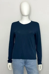 Athleta Threadlight Womens Tee S Teal Crew Neck Side Slits Long Sleeve T Shirt - Foto 1 di 10