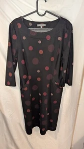 Black Spotted 3/4 Sleeve Shift Dress From Laura Ashley. Size 12 - Picture 1 of 4