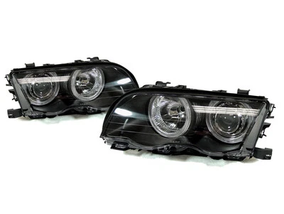 DEPO Angel Halo Projector Headlights For 1999-2001 BMW E46 4DR Sedan / 5DR Wagon - Image 1 of 4