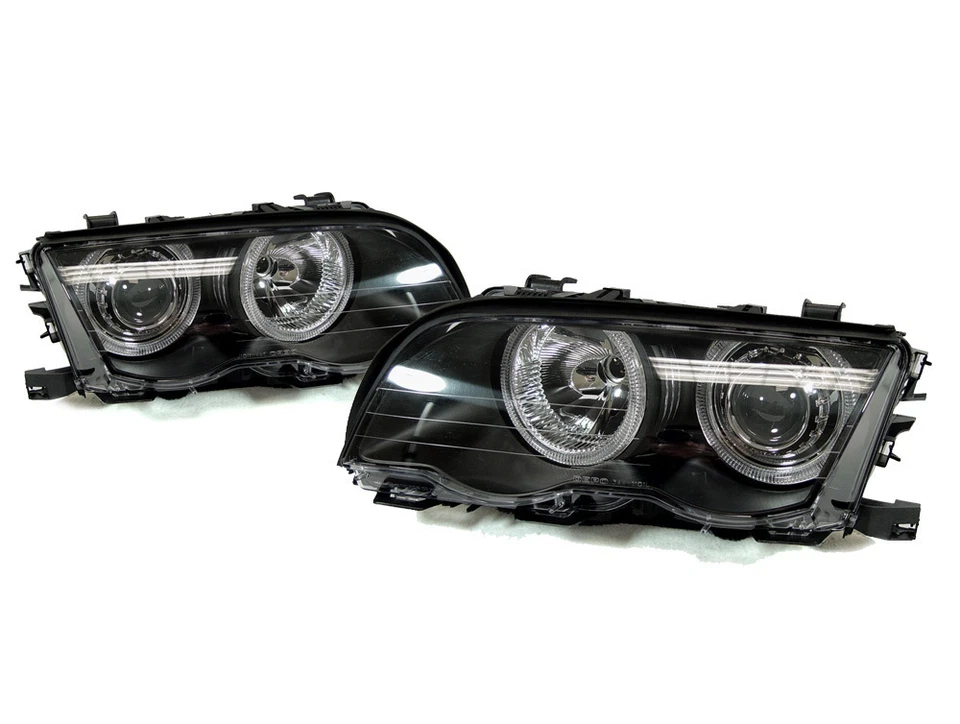 DEPO Angel Halo Projector Headlights For 1999-2001 BMW E46 4DR Sedan / 5DR Wagon Foto 1 de 4