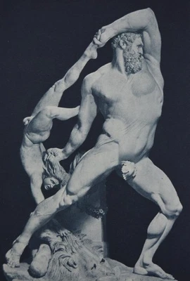 Antique Ancient Roman Sculpture Hercules and Lichas 1920 Italy Art Print - Image 1 of 4