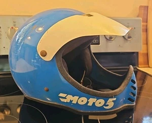 Vintage bell moto 5 ? 3 ? helmet dirt bike motorcycle blue husqvarna collector - Picture 1 of 19