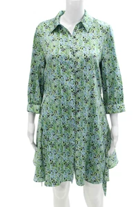Cinq à Sept Women's Asymmetrical 3/4 Sleeves Mini Button Shirt Dress Blue Size 6 - Picture 1 of 7