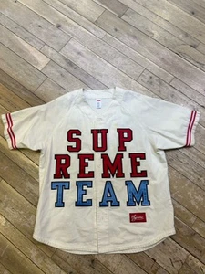 Size L - Supreme Baseball Jersey “Supreme team” White - Picture 1 of 8