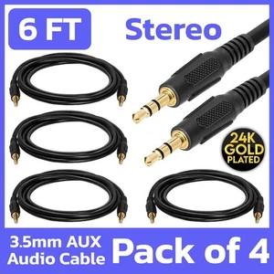 4 Pack 3.5mm Cable 6ft AUX Stereo Male to Male Car Audio Cord PC iPhone Android - Picture 1 of 5