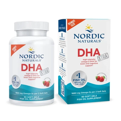 Nordic Naturals Strawberry DHA Xtra - Supports Brain & Nervous System, 90 Ct. - Image 1 of 4