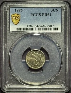 1886 Three (3) Cent Nickel - PCGS PR64  - Picture 1 of 5