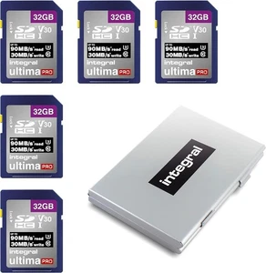 Integral 32GB SD Card in a 6 Slot Protective Metal Holder x 5 - Picture 1 of 6