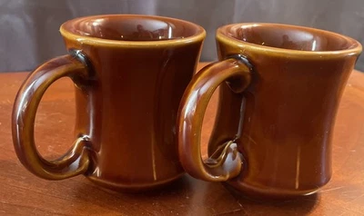 Set Of 2 1970’s Vtg Stoneware Diner Style Brown Coffee Mugs - Image 1 of 3