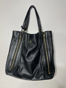 Pour La Victoire Black Genuine Leather Shoulder Tote Handbag Purse - Picture 1 of 13