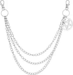 Biker Jewelry Gothic Silver-Tone Pentagram Pants Chain, Silver-Tone Wallet Chain - Imagen 1 de 8