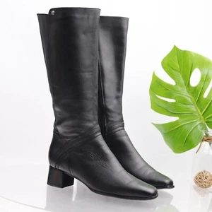 Blondo Women's Boot Size 8.5 WIDE Tall Y2K Low Block Heel Black Leather Elastic - Picture 1 of 14